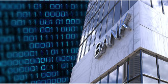 The exterior of a bank. 