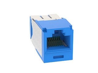 A category 6A copper jack in blue