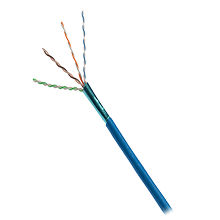 A short piece of vari-matrix 4-pair copper Ethernet cabling with the conductors flared at one end