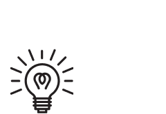 line icon of a bright lit lightbulb