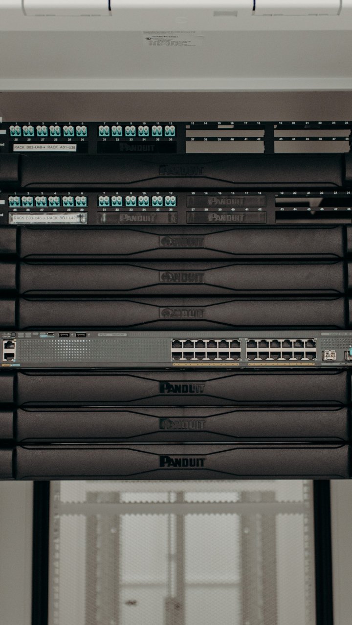 Panduit FlexFusion cabinet with racks that are prepped for QuickNet fiber connectivity