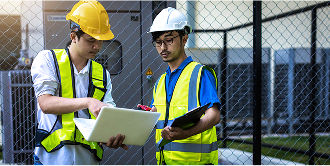 Contractors collaborating on a job.