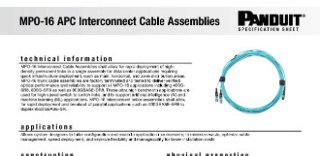 A screenshot of the MPO-16 Interconnect Cable Assemblies spec sheet.)