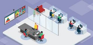 A drawing of what AV space looks like inside an office