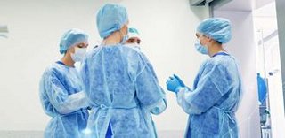 A group of surgeons prepping for surgery