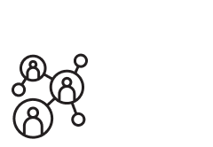 Icon-person in center with lines and circles outstretched