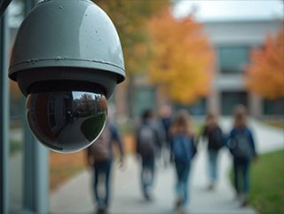 Security camera on a campus