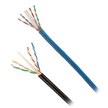 Two pieces of extended reach copper cable, with the four pairs of copper connectors flared at the end