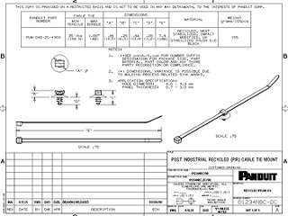 The Post-Industrial Recycled Nylon 6.6 Cable Ties customer drawing