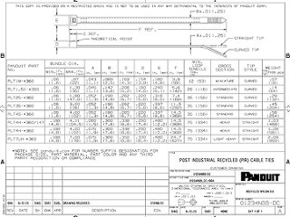 A screen shot of the Post-Industrial Recycled Cable Tie Mount Customer Drawing