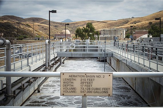 an aerations basin full of water at the santa margarita water district