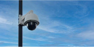 Outdoor security camera in parking area