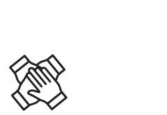 icon showing team work with 4 hands on top of each other