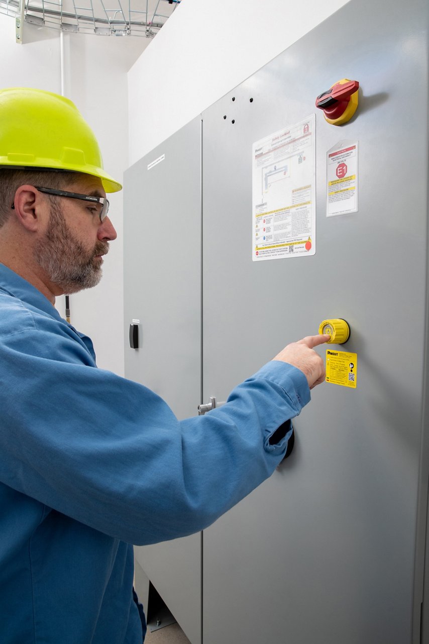 Man at control panel