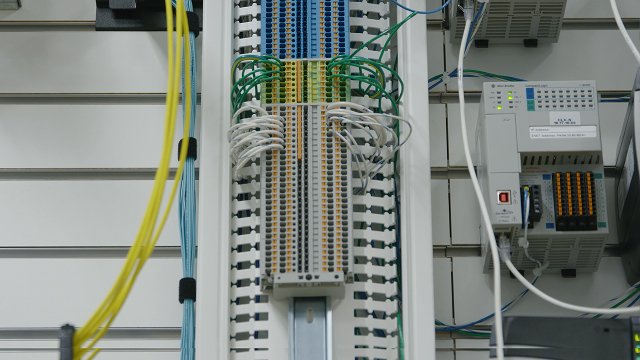 White Panduit Panduct with differet size/color cables