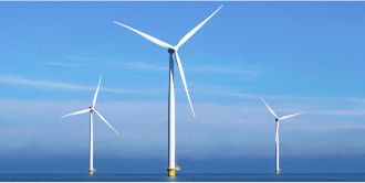 three wind turbines