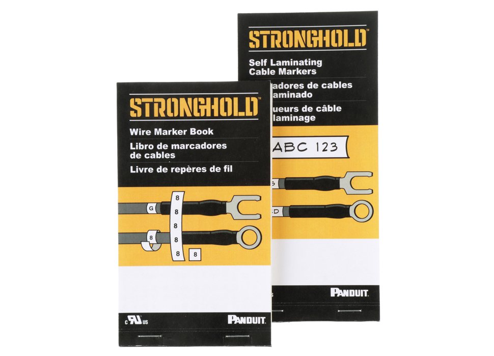 Yellow and black StrongHold wire marker book cover and cable marker book cover