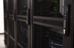 Row of FlexFusion cabinets inside a data center