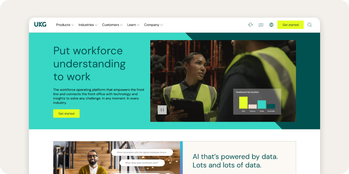 Screenshot of UKG Pro homepage.