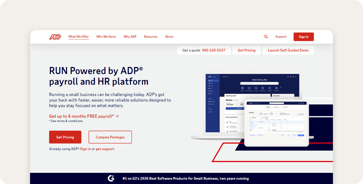 ADP Run homepage