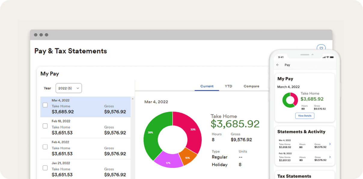 Screenshot of ADP payroll platform