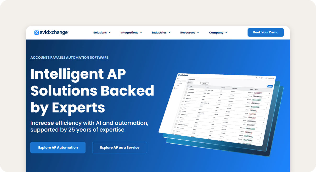 AvidXChange AP platform.