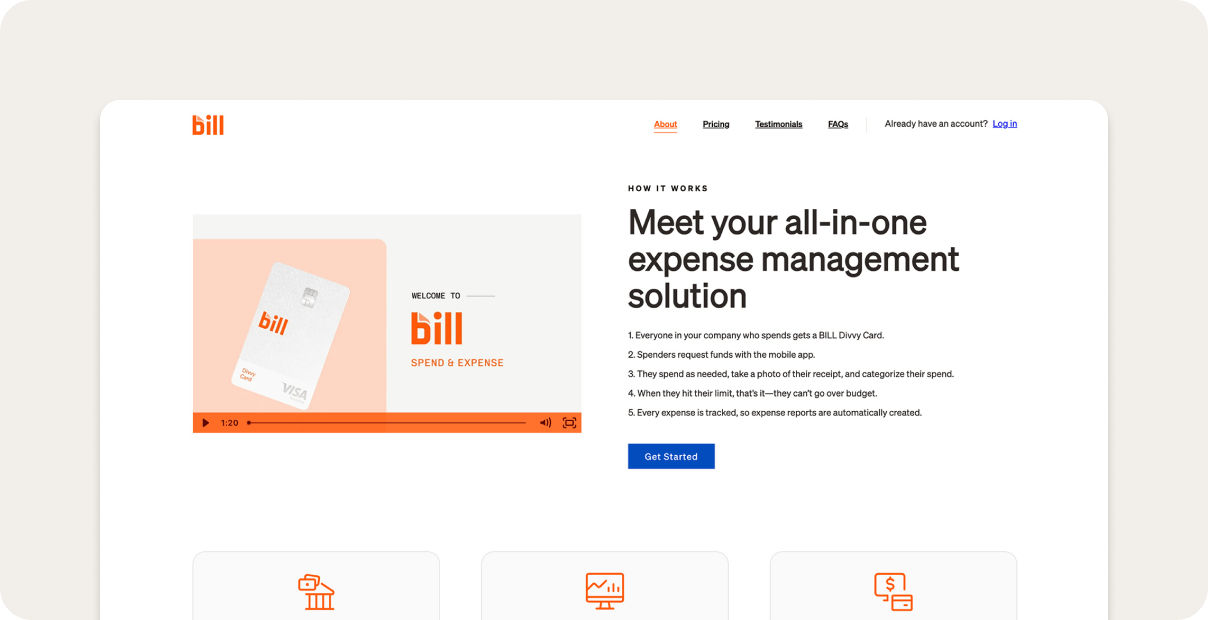 BILL Spend and Expense's expense management platform.