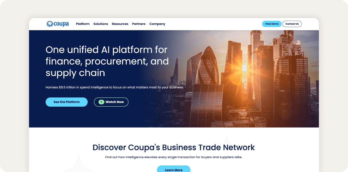 Coupa supplier management home