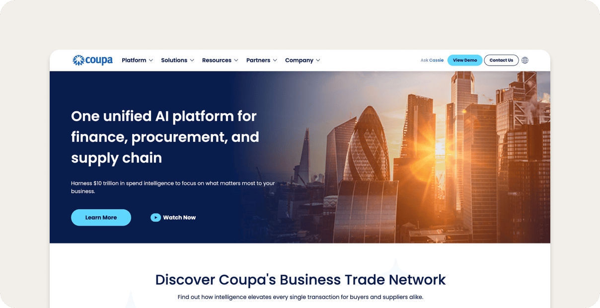 Coupa's procure-to-pay platform. 