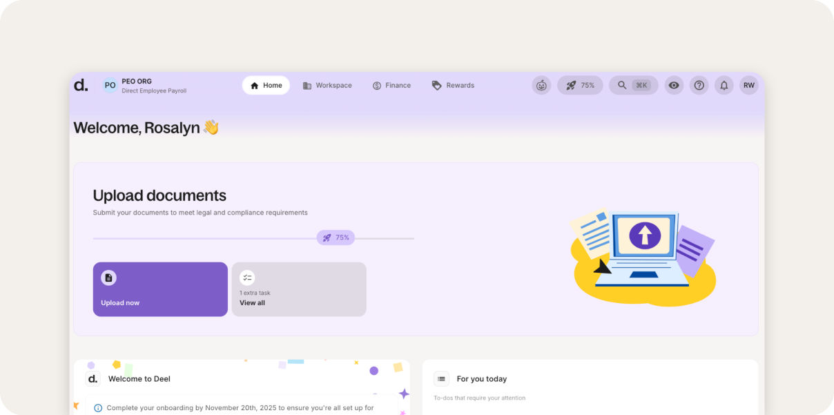 Deel onboarding software.