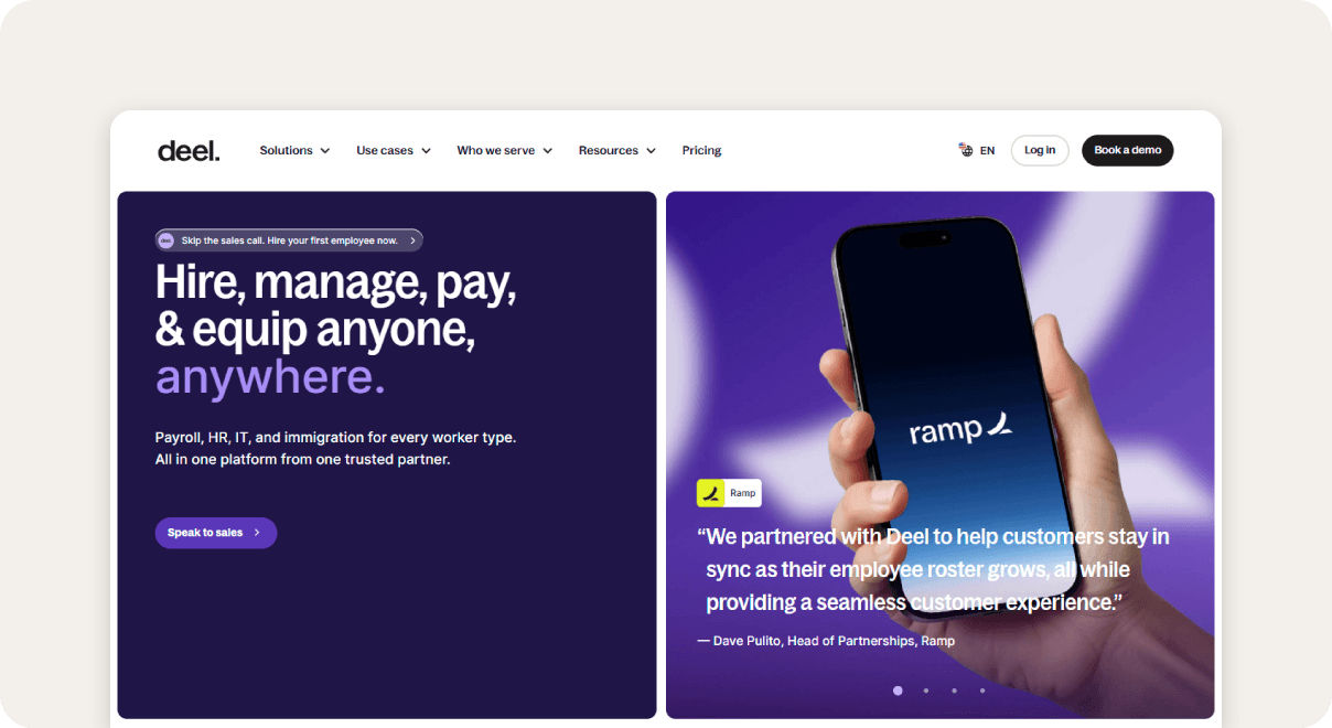 Deel homepage.