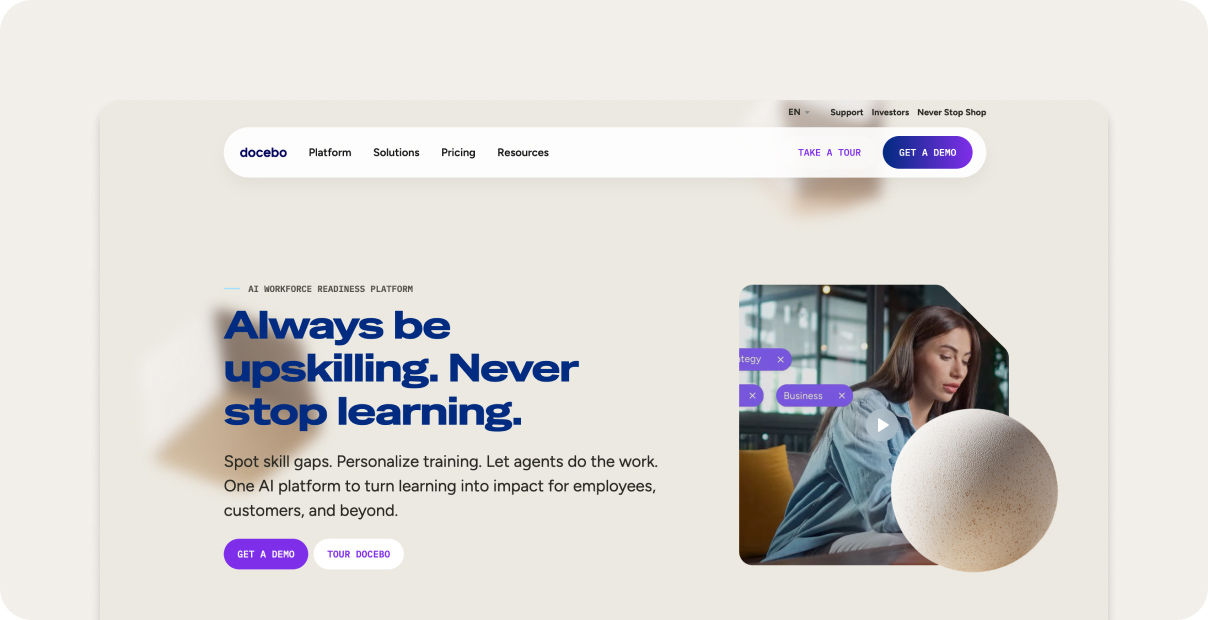 Docebo homepage.
