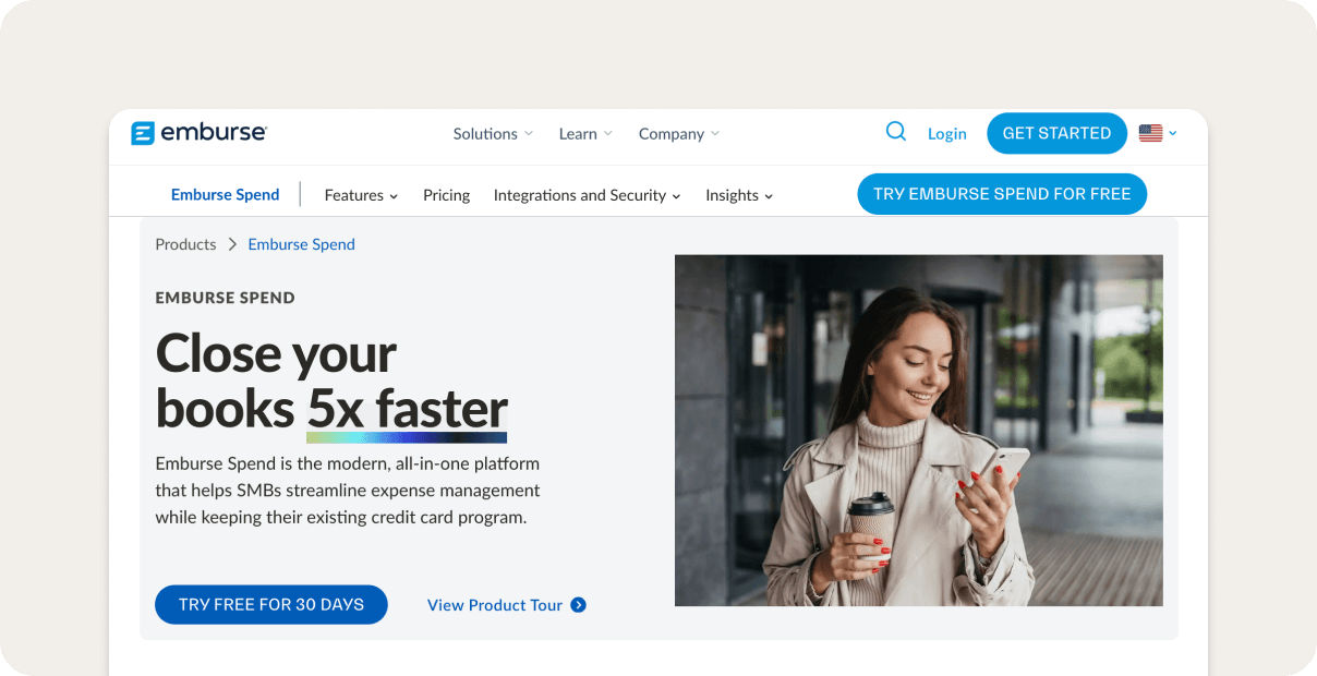 Emburse Spend homepage