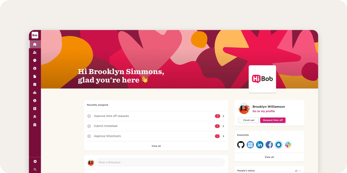 HiBob employee onboarding platform.