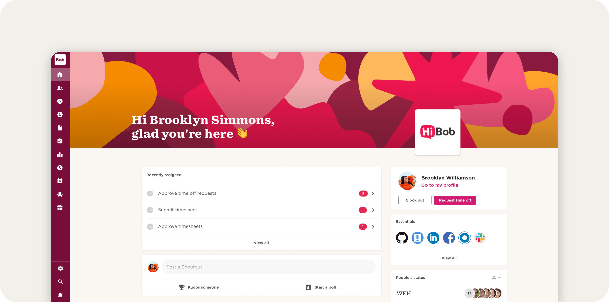 A screenshot of HiBob