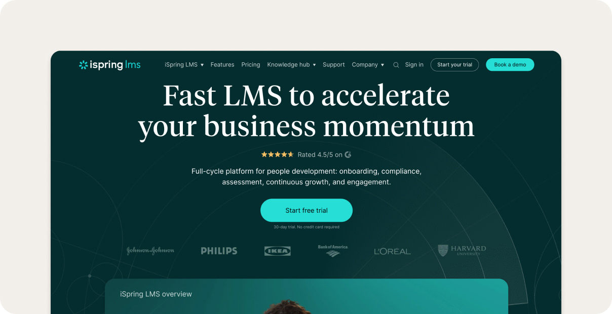  iSpring Learn homepage.