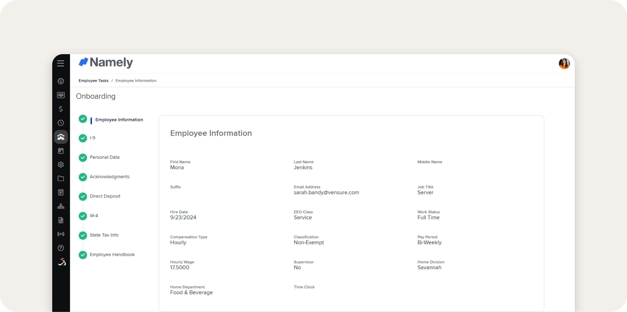 Namely onboarding platform