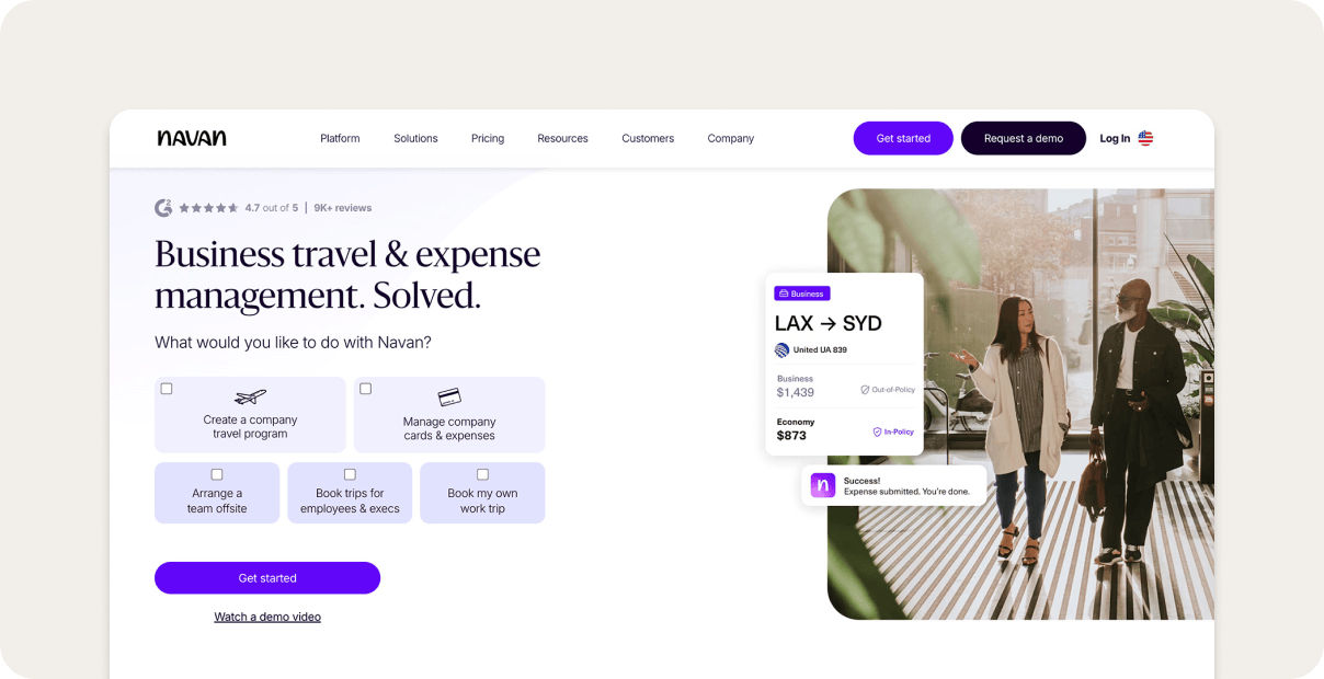 Navan's travel and expense management platform.