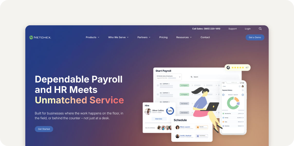 Netchex website homepage.