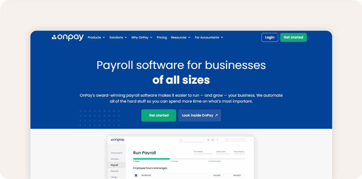 OnPay homepage.
