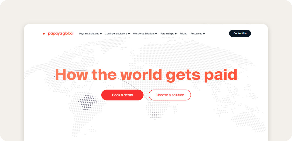 Screenshot of Papaya Global homepage