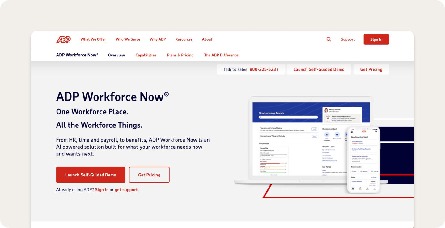ADP Workforce Now, a Paycom alternative.