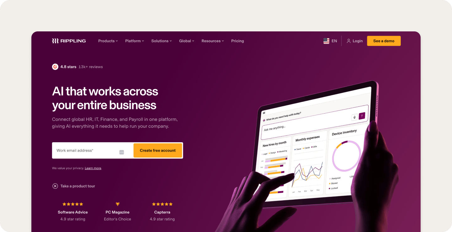 Rippling's IT, HR, and finance platform.