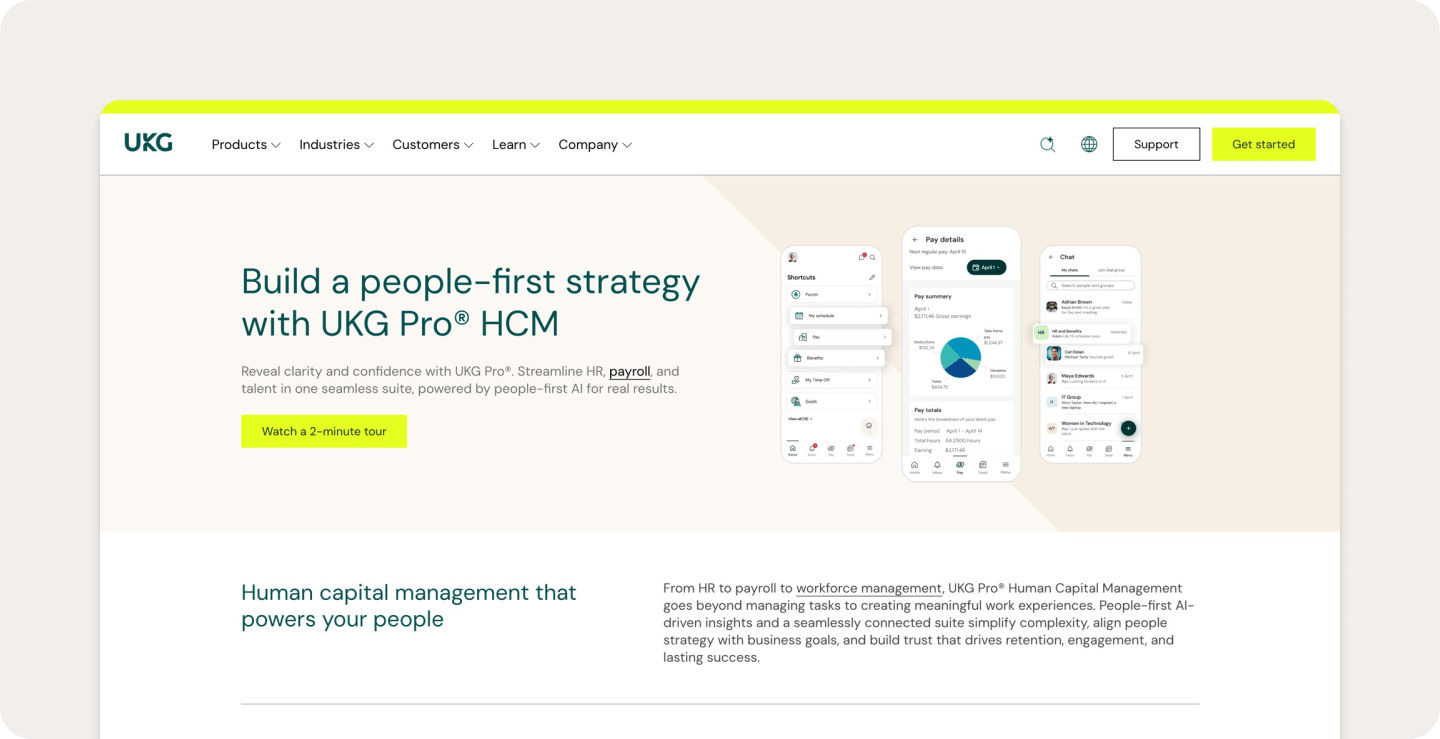 UKG Pro, a Human Capital Management platform.    