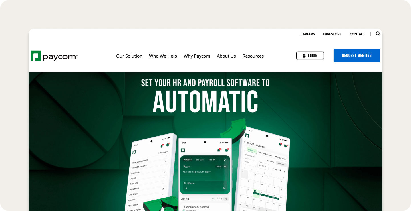 Paycom homepage