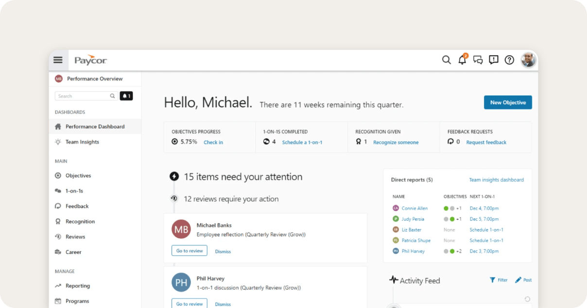 Paycor employee dashboard