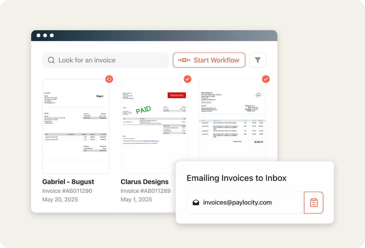 Paylocity invoice capture software.