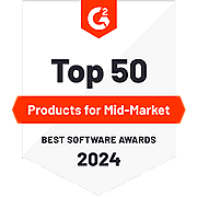 G2 Top 50 Mid-Market Software Award Badge