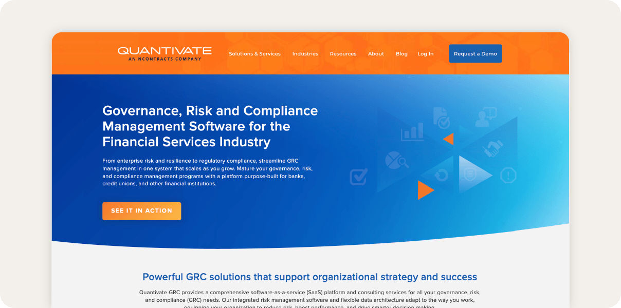 Quantivate GRC homepage