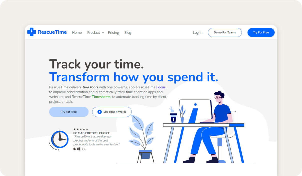 RescueTime homepage